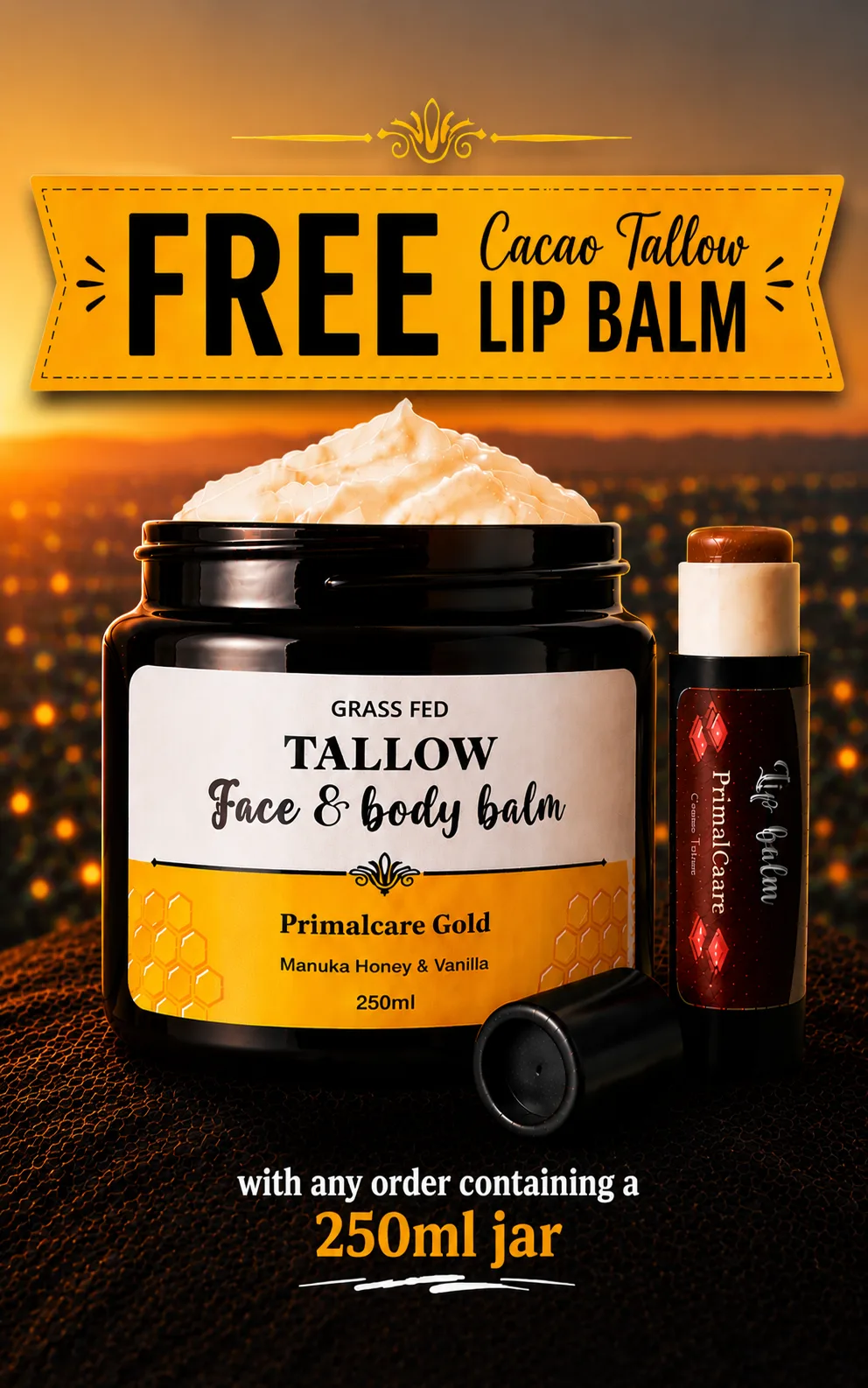 Whipped tallow balm NZ — 250ml jar